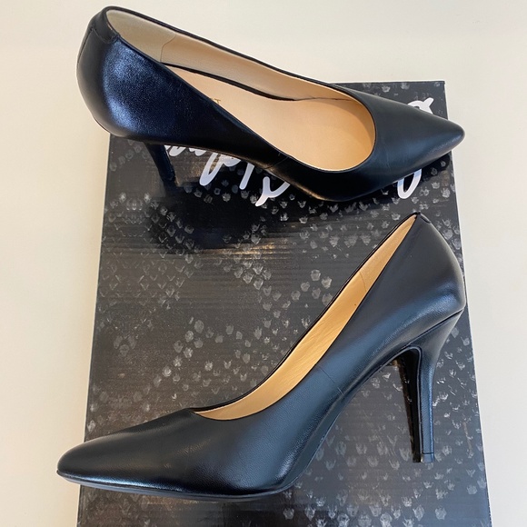 Nine West Black Leather Stiletto Pumps - Sz 6 - Picture 6 of 14